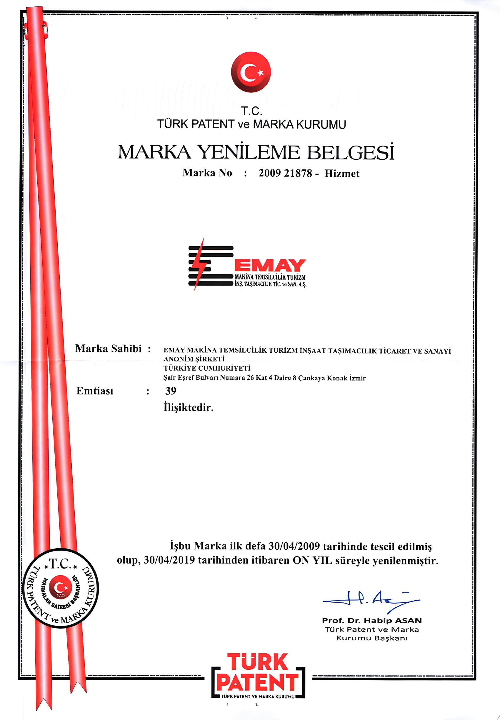 Marka Tescil Belgesi